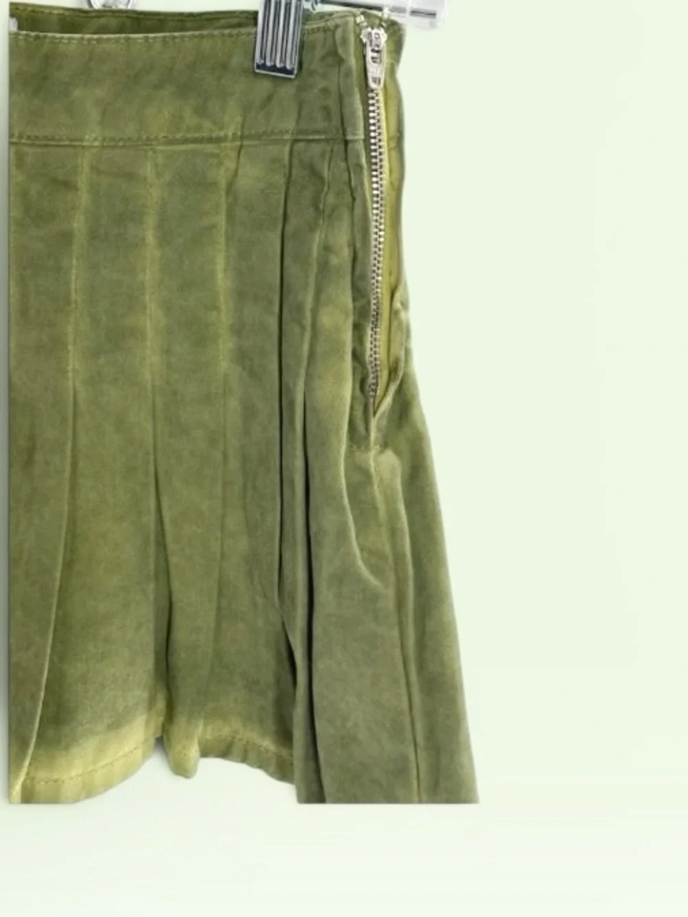 BDG Skort Micro Mini Pleated Skirt Acid Washed Denim Cotton Green Size S